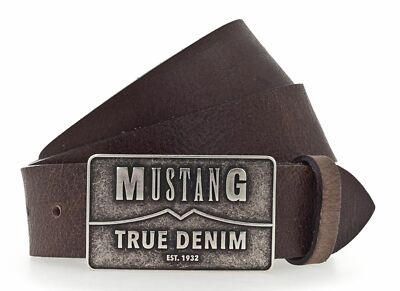 MUSTANG Classic Leather Belt W80 Gürtel Dark Brown Braun Neu