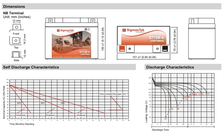 Ducati,Kawasaki,Yamaha-SRX600 XVS650 V Star YT12B-B-ST12B-4 Replacement Battery - Изображение 2 из 4
