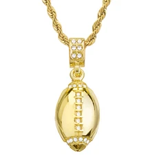 Hip Hop Men's 18K Gold Plated CZ  Football 24" Rope Chain Necklace Set HC 1120G