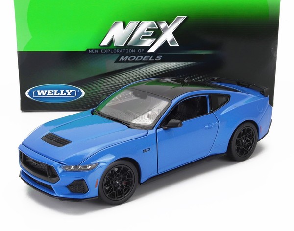 Welly 1/24 Ford Mustang Coupe 2024 Blau Modellbau Statisches Modell Diecast-image