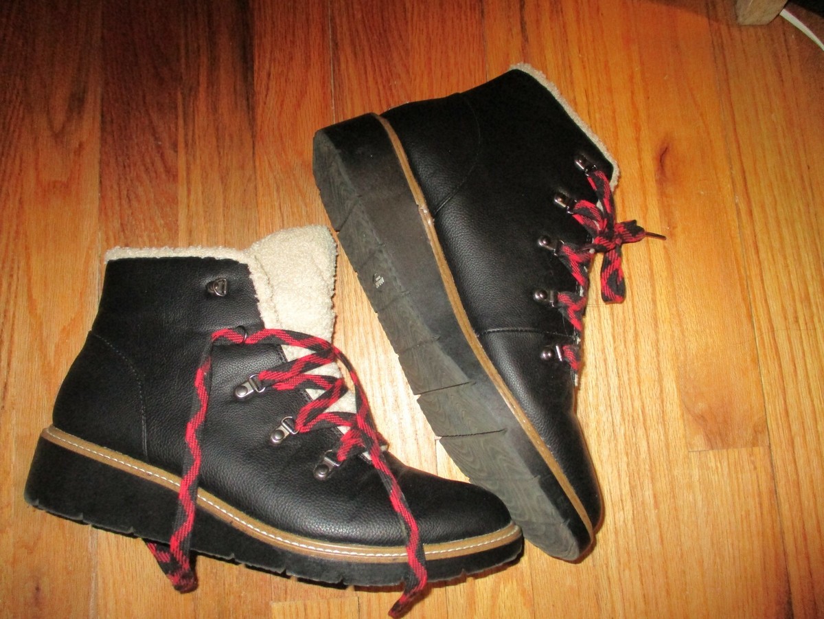 Scholl's So Cozy Vegan Ankle Boots- Black Man Made Material Women's 11M  EUC