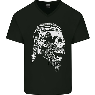 Tribal Viking Skull Herren V-Neck Baumwoll Maglietta