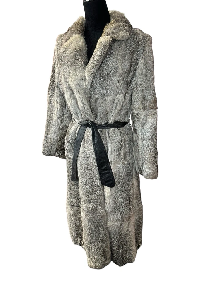 Abrigo largo gris cinturón piel de rabino real pequeño Foto 3 de 4