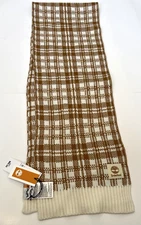NWT Timberland Women's Sz OS Brown White Plaid Knit Rectangle Scarf