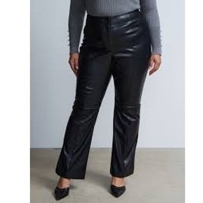 NY&C New York & Company Black Faux Leather Bootcut Pants Trousers Size 12