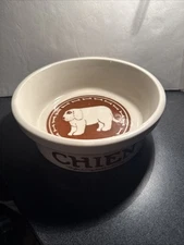 Vintage 1979 Taylor & Ng “CHIEN“ Dog Bowl Ceramic Japan Cream/Brown Water Food