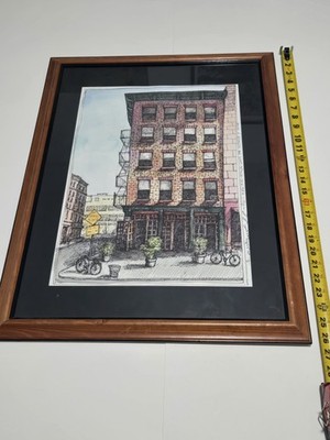 New York City, Corner of Greenwich & Hubery Tribeca 2003 OOAK Drawing Signed