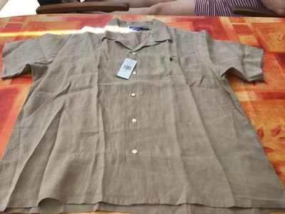 Ralph Lauren Leinen Hemd beige XL Neu Kurzarm mit Tasche - Bild 1 von 4
