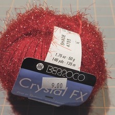 VINTAGE BERROCO CRYSTAL FX YARN SPARKLY RED 4755 TURKEY Combine Shipping