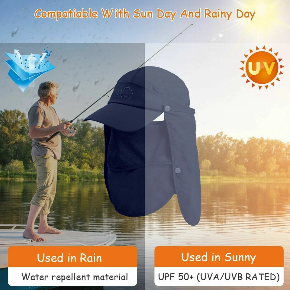 Gorra de béisbol con protección UV para el sol con solapa para el cuello para pesca senderismo al aire libre Foto 2 de 4