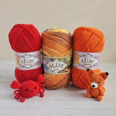Alize Cotton Gold Burcum Batik Yarn Set 3 Skeins Crochet Knitting Cotton Acrylic