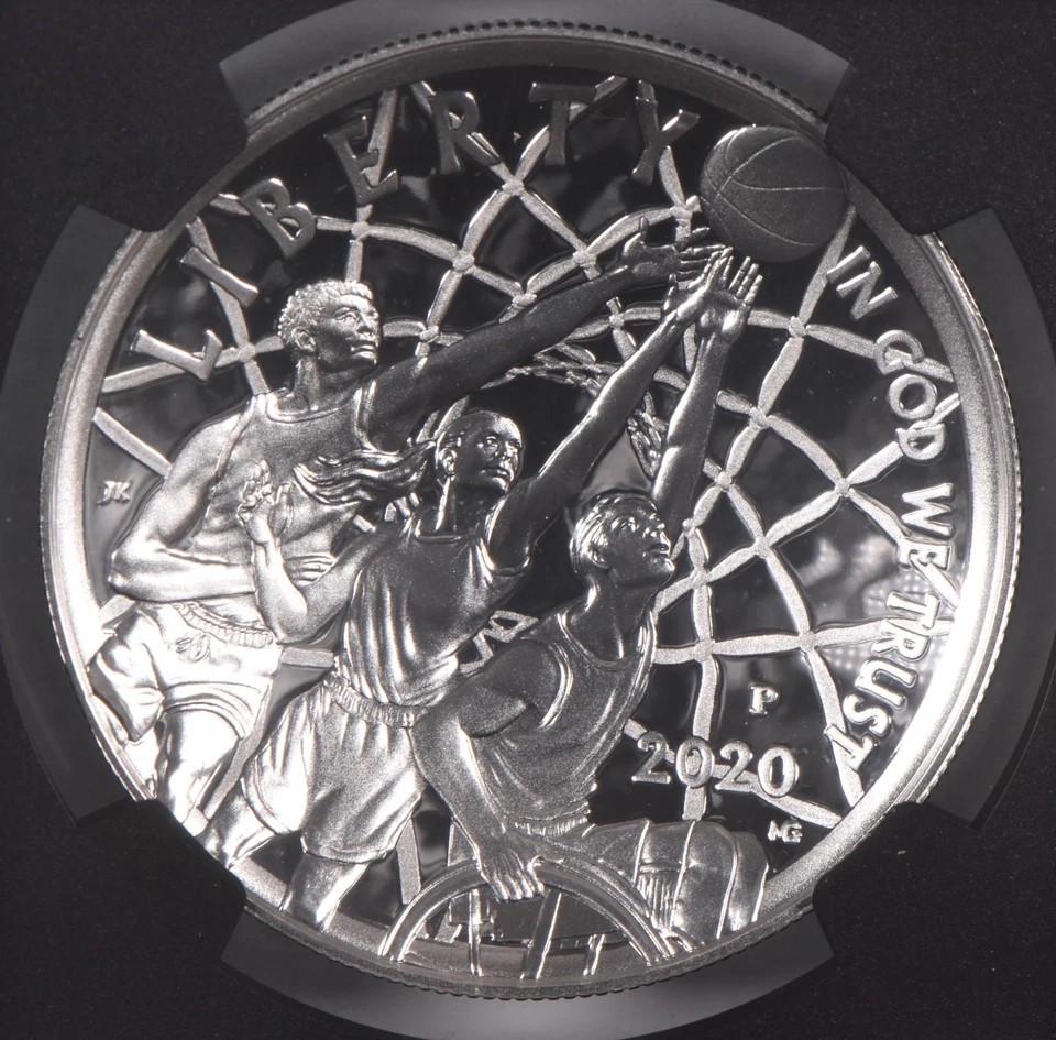 2020-P Basketball HOF Kareem Abdul Jabbar Commemorative $1 PF70 NGC Signed *1276 - Image 3 of 4