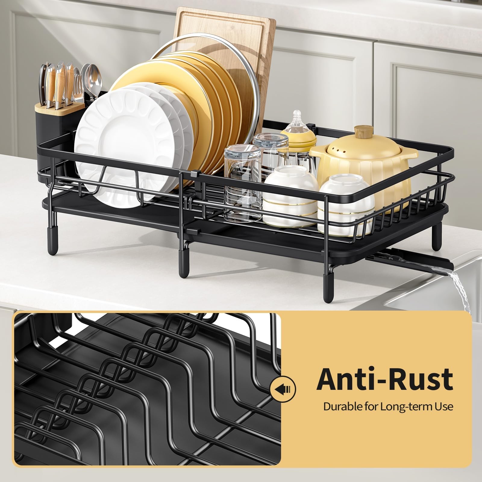 Expandable Dish Drying Rack For Kitchen Counter Large Extendable Dish Rack With