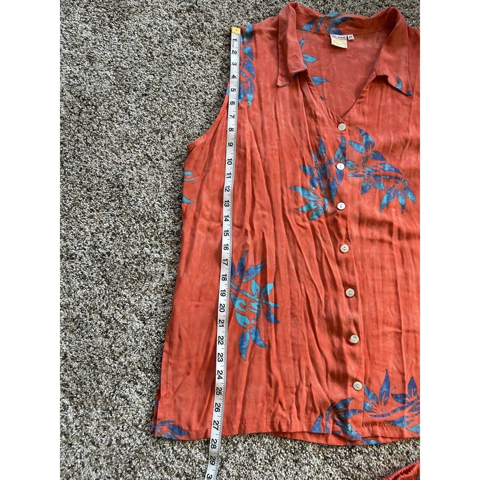 Conjunto Blusa y Falda DEL SOLE Talla XL/2X Sin Mangas Estampado FLORAL HAWAIANO CORAL Z23 Foto 4 de 4
