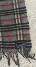 Vintage BURBERRYS Of LONDON Cashmere Wool Plaid Scarf Gray Black Red As Found