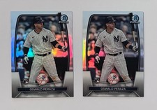 TWO  2023 Bowman Chrome Refractor #44 Oswald Peraza RC Rookie #/499