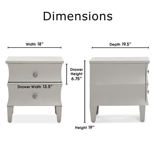 Adore Decor Arlan Side Table with Two Drawers Gray - Picture 10 of 10