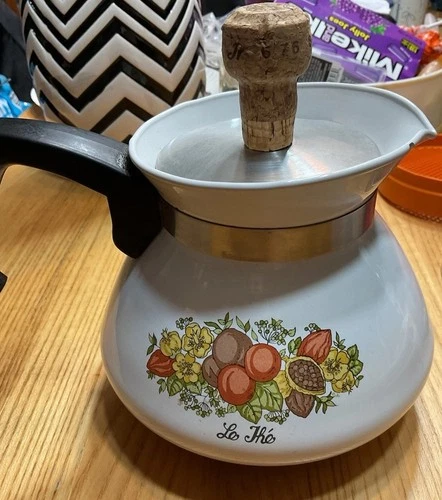 Vintage Corning Ware Spice of Life "Le The" Coffee Tea Pot Carafe, 6 Cup