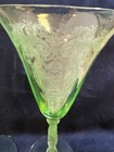 Vintage 2 Tiffin Glass Arcadian Etch  All Green Water Globets, 8 1/4 in , EUC — photo 3