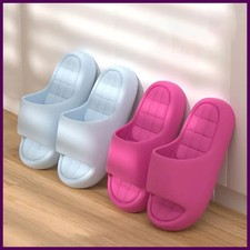 Unisex Bathroom Slippers Cloud Cushion Slides Summer Flat Sandals Thick Platform
