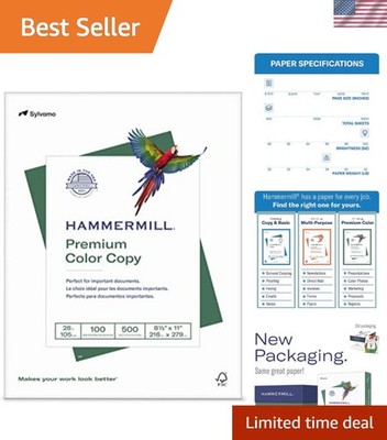 28 lb Color Copy Paper, 8.5 x 11, 500 Sheets - 100 Bright, USA Made