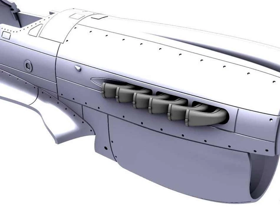 Cmk P-40K/M/N Warhawk Tipo Tardo Scarichi A Fishtail 1:72 Per SpecialHobby Kit - Immagine 4 di 4