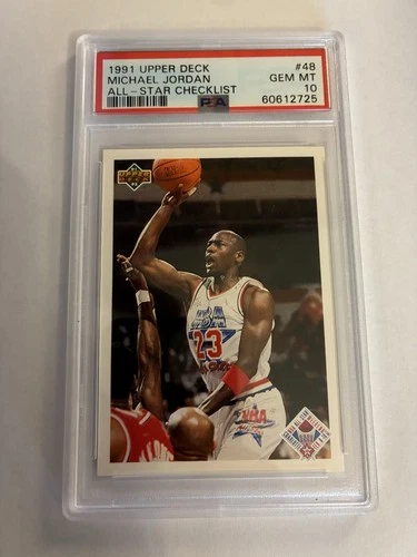 PSA 10 GEM MT BASKETBALL CARD -1991 UPPER DECK MICHAEL JORDAN ALL-STAR CHECKLIST