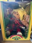 1985 Cabbage Patch Blonde Braid Green Eyes Plaid Dress  -  NEW IN BOX!