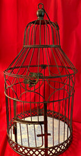 Decorative 9 3/4 by 20 in BLACK METAL BIRD CAGE with Blue Toile  Bookworm