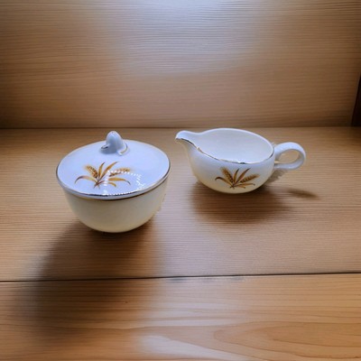 Wheat Taylor Smith and Taylor Sugar Bowl and Creamer