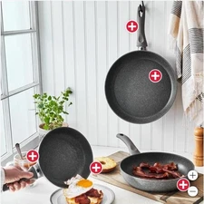 Ballarini Frying Pan Set Gray 3-Piece Modena by Henckels Non-Stick Oven Safe