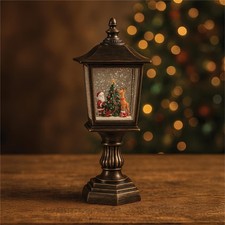 Christmas Snow Globe Lantern Mantel Ornament Decoration Santa Xmas LED Light Up