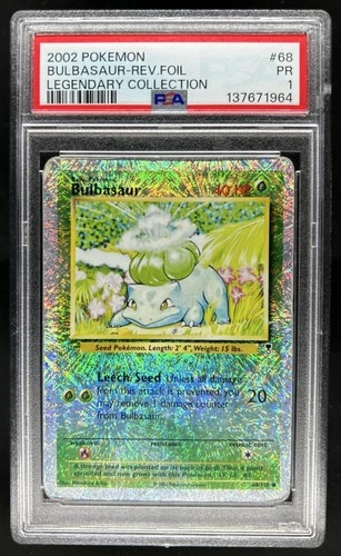 2002 Pokemon Legendary Collection Bulbasaur Reverse Holo #68/110 PSA 1