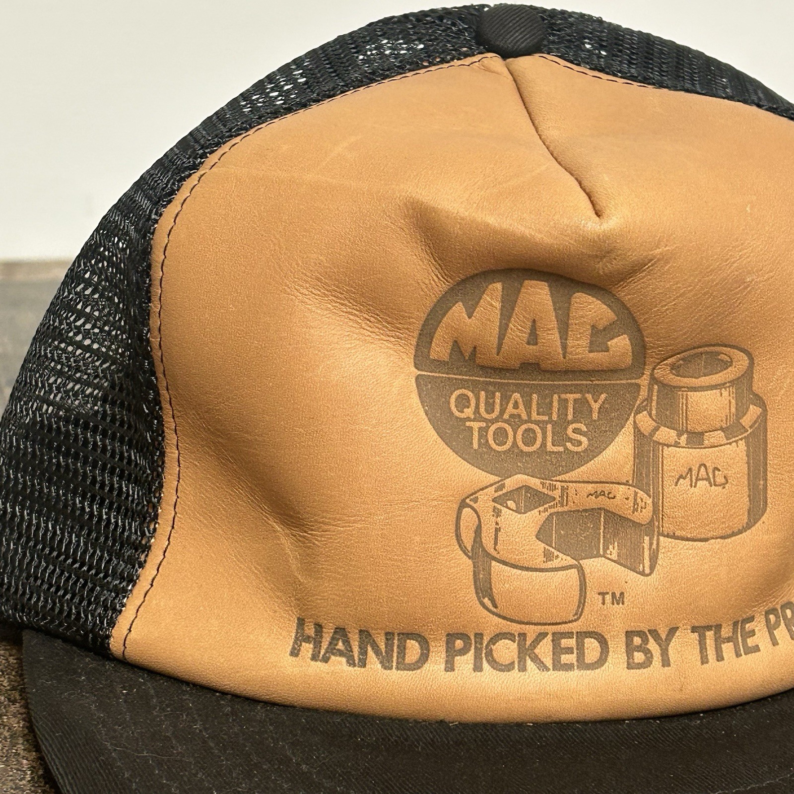Mac Tools Leather Front Mesh SnapBack Trucker Hat… - image 3
