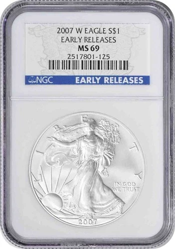 2007-W $1 American Silver Eagle Burnished MS69 Early Releases NGC