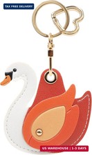 MC Fashion Cute Swan PU Leather Keychain Holder for AirTag Red