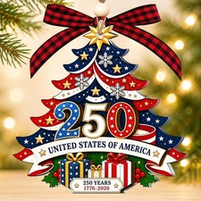 USA 250th Anniversary Christmas Tree Ornament 4 Inch