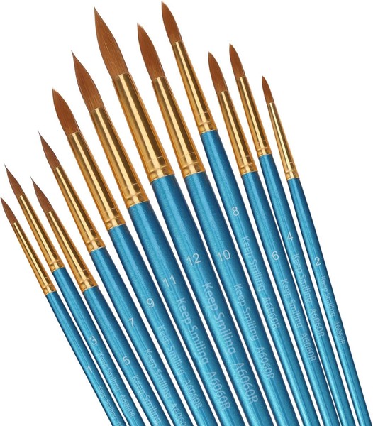 Pinsel Set Nylonhaar KüNstler Acrylpinsel FüR Acryl Aquarell ÖLmalerei Blau-image