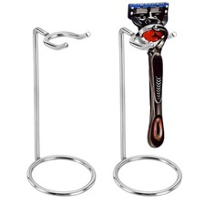 2 Pack Stainless Steel Safety Razor Stand for Razors and Brushes 2x4.8in