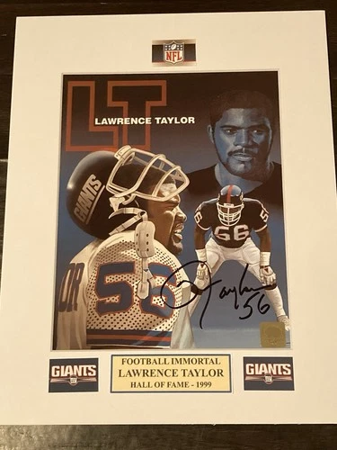 Lawrence Taylor Autographed “GIANTS” Signed 8x10 Photo,  COA . HOF