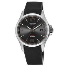 Longines Conquest V.H.P. nuovo Orologio Uomo Cinturino Gomma Quadrante Nero L3.726.4.56.9