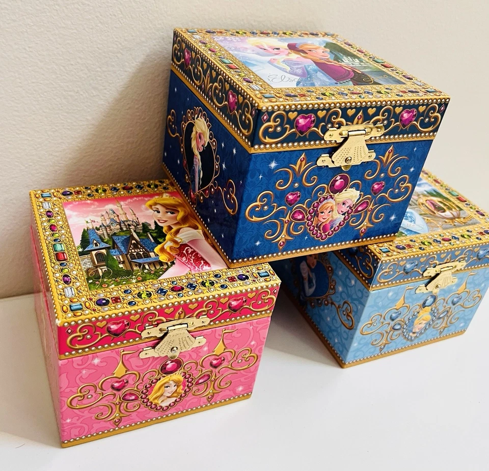 Lote de 3 cajas de música princesa Disney Parks Cenicienta Aurora Elsa Anna raras Foto 3 de 4