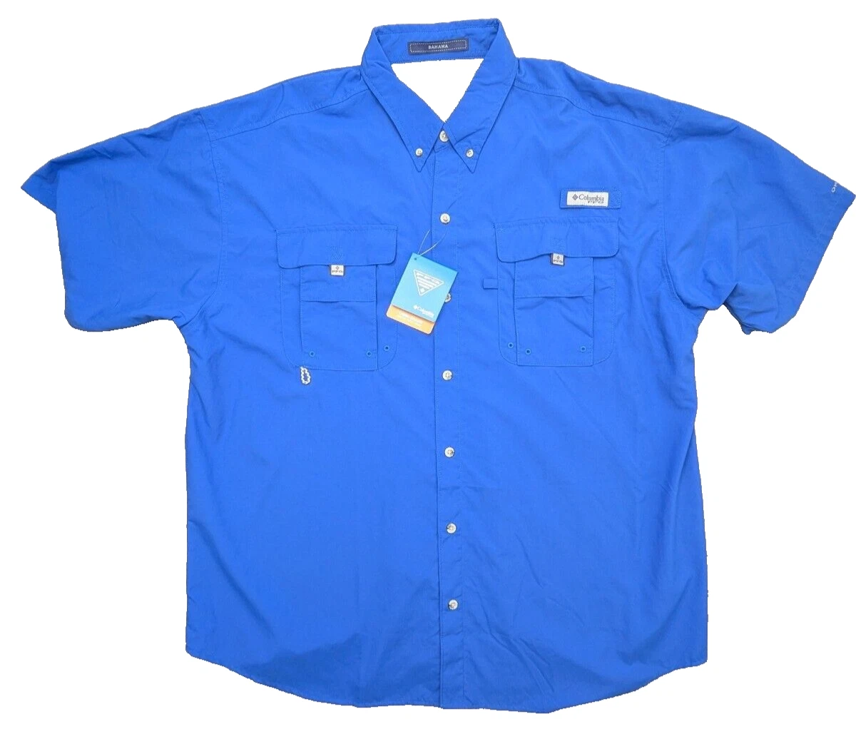 Columbia PFG Shirt Mens XL PFG Bahama Omni-Shade Blue SS Bahama Vented Fishing