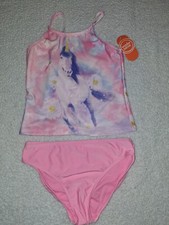 New Wonder Nation Girls Size 10/12 Unicorn Tankini Swimsuit Eb5C 