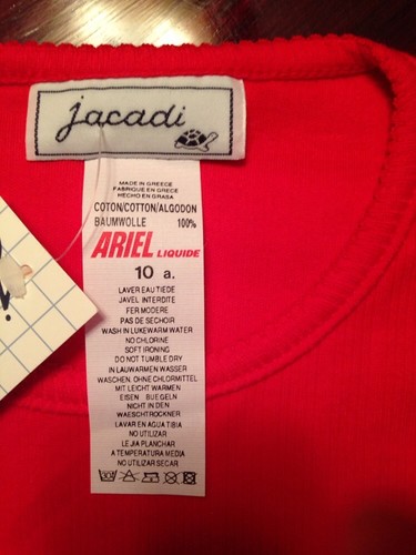 NWT Vintage 10 JACADI Short Sleeve Tee T Shirt Top Red Cotton Ribbd France Slim - Picture 3 of 12