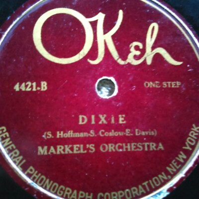 78 rpm Okeh 4421, Markel's Orchestra, Damon's Orchestra, Dixie, jazz V