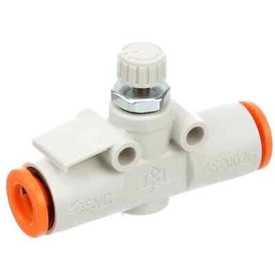 SMC AS2002F-07 Speed Control, In-Line, One Touch, 1/4 Tube 1/8 Body, Brass, Air