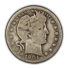 1901-O 25c Silver Barber Quarter - Good Semi Key Date - SKU-T4743