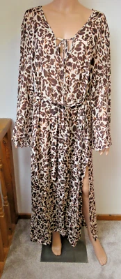Vestido EVARAE Riva Kaftan en Milo Leopardo Reino Unido 6/8/10/12/14/16- Etiqueta