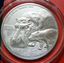 Congo 2000 Francs 2013 "Hippo Hippo" F#3180 Silver 3 oz COA Only 500 Pieces 95.52 per troy oz